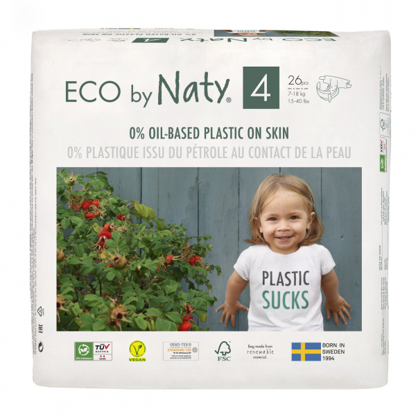 Органічні підгузники Eco by Naty Розмір 4 (від 7 до 18 кг) 26 шт
