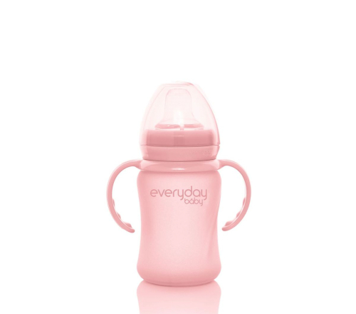 Стеклянный детский поильник с силиконовой защитой Everyday Baby (150 мл) розовый