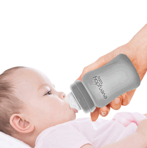 Стеклянная детская бутылочка с силиконовой защитой Everyday Baby (150 мл) светло-серый