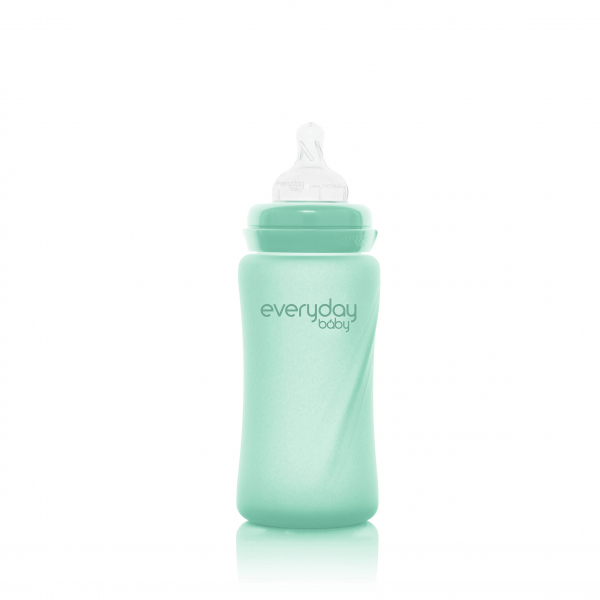 Стеклянная детская бутылочка с силиконовой защитой Everyday Baby (240 мл) мятный