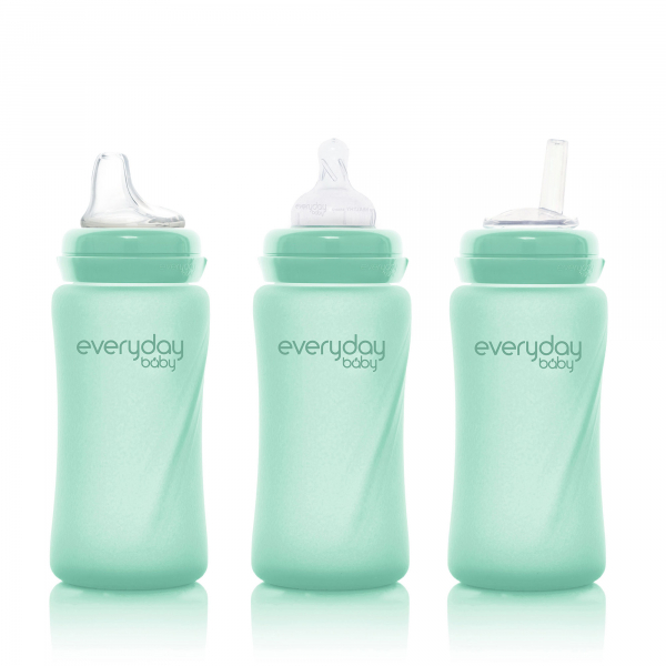 Стеклянная детская бутылочка с силиконовой защитой Everyday Baby (240 мл) мятный