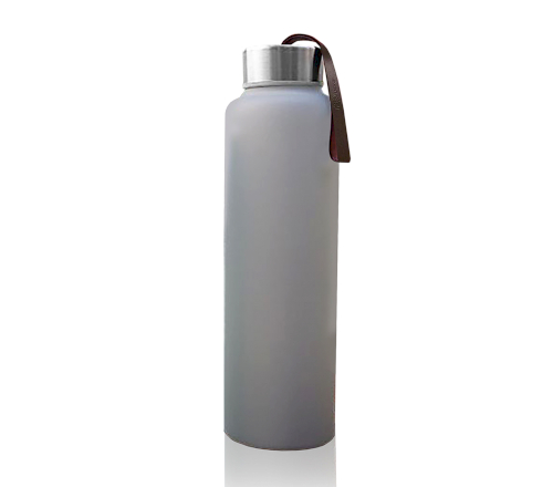 Скляна пляшка для води з силіконовим захистом Everyday Baby (400 мл) світло-сірий