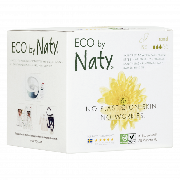 Органические прокладки без крылышек Eco by Naty Стандарт (на 3 капли) 15 шт