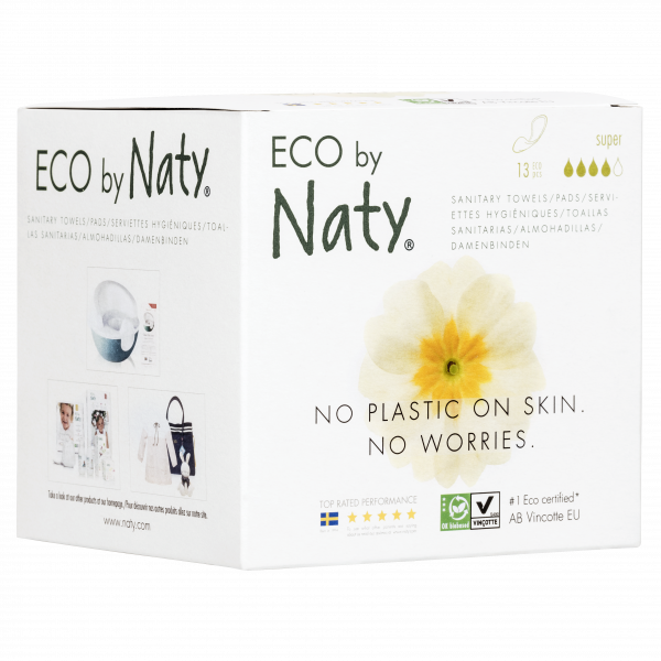 Органические прокладки с крылышками Eco by Naty Большие (на 4 капли) 13 шт
