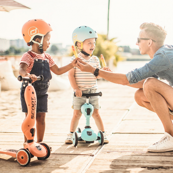 Детский защитный шлем Scoot and Ride, персик, с фонариком, 51-55 см
