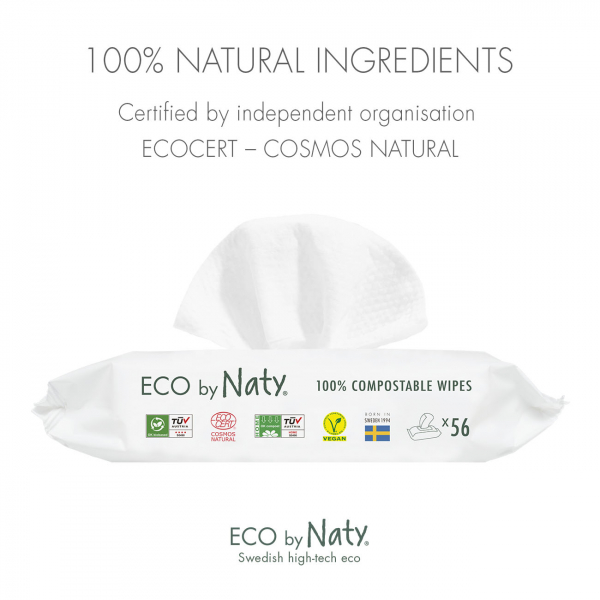 Органические влажные салфетки без запаха Eco by Naty 168 шт