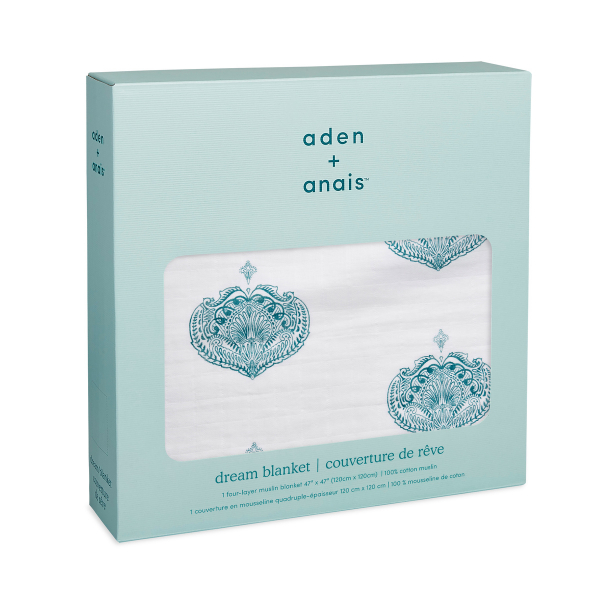 Одеяло из хлопка Aden + Anais Paisley - teal (120х120 см)