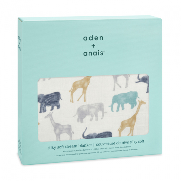 Одеяло из бамбукового муслина Aden + Anais Expedition-Elephants+Giraffes (120х120 см)